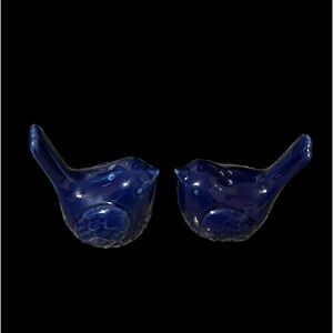 Fitz and Floyd Cobalt Blue Ceramic Bird Salt and Pepper Set